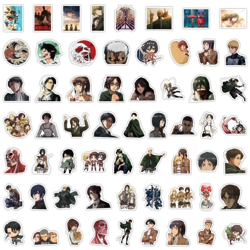 Laptop Accessories Wholesale - 60 szt. Naklejek Anime Atak Tytanów,